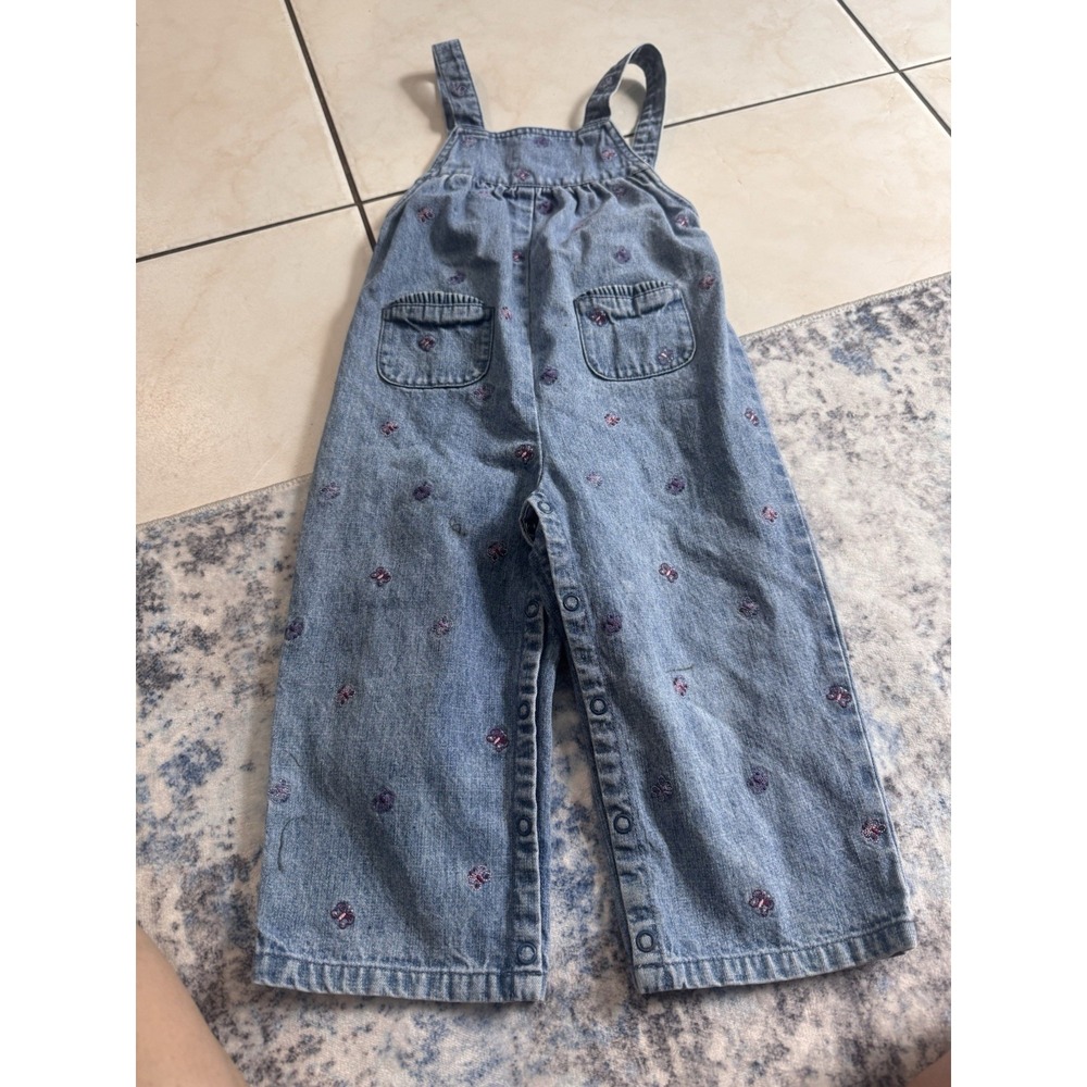 Vintage Gymboree Baby Girls Denim Butterfly Embroidered Overalls 18-24M 2002